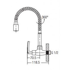 Aimer AMFC-1957H Flexible Hose Kitchen Wall Sink Tap