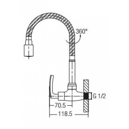 Aimer AMFC-1957H Flexible Hose Kitchen Wall Sink Tap