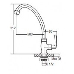 Aimer AMFC-1958 Kitchen Pillar Wall Sink Tap