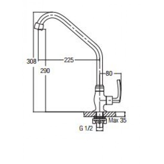 Aimer AMFC-1958A Kitchen Pillar Wall Sink Tap