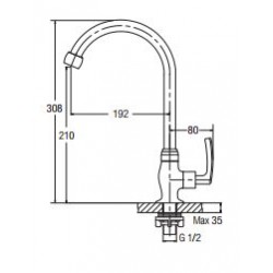 Aimer AMFC-1958C Kitchen Pillar Wall Sink Tap