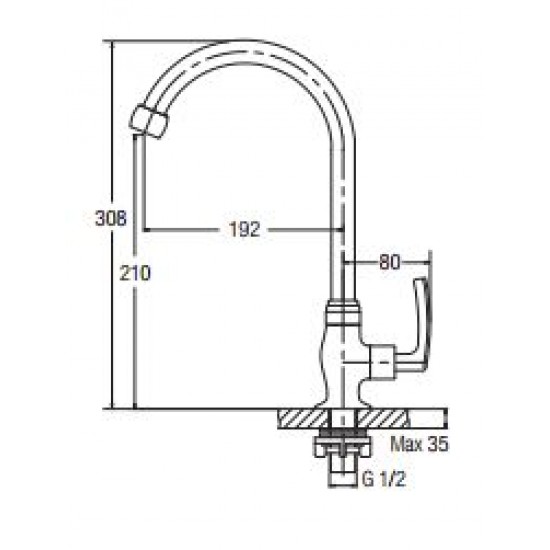 Aimer AMFC-1958C Kitchen Pillar Wall Sink Tap
