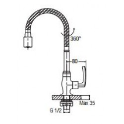 Aimer AMFC-1958H Flexible Hose Kitchen Pillar Wall Sink Tap