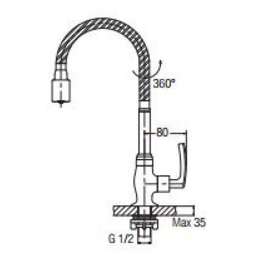 Aimer AMFC-1958H Flexible Hose Kitchen Pillar Wall Sink Tap
