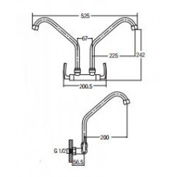 Aimer AMFC-1959A Double Spout Kitchen Wall Sink Tap