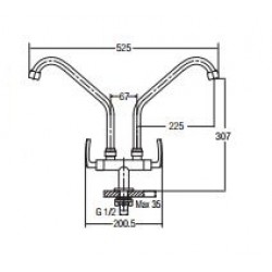 Aimer AMFC-1960A Double Spout Kitchen Pillar Sink Tap