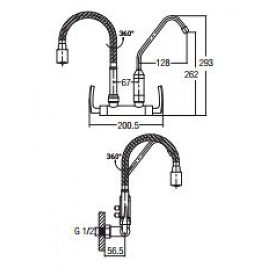 Aimer AMFC-1959F Flexible Hose Kitchen Wall Sink Tap With Filter