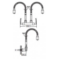 Aimer AMFC-1959H Double Flexible Hose Kitchen Wall Sink Tap