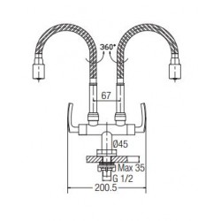 Aimer AMFC-1960H Double Flexible Hose Kitchen Pillar Sink Tap