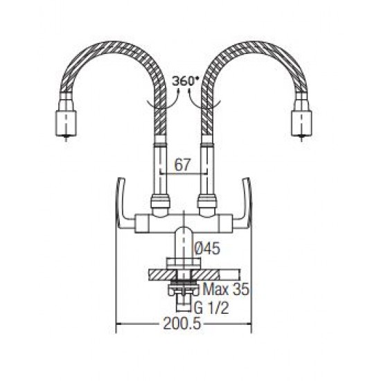 Aimer AMFC-1960H Double Flexible Hose Kitchen Pillar Sink Tap
