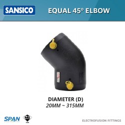 Sansico Electrofusion Fittings S45 EE 40 Equal 45° Elbow 40MM