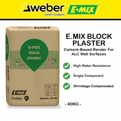 E.Mix Block Plaster Cement-based Plaster For Alc Block Wall In Dry Or Wet Interior And Exterior 40KG (GREY)