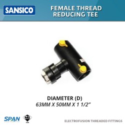 Sansico Electrofusion Fittings SFTRT 63.50.1 1/2 Female Thread Reducing Tee 63MM x 50MM x 1 1/2"