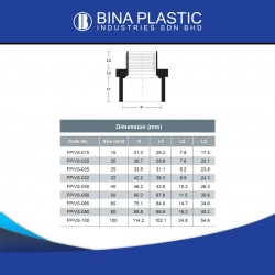 Bina Plastic UPVC Pressure Fittings Valve Socket 1" (25MM)