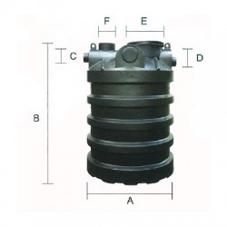 Roto RS 5 Vertical HDPE Septic Tank (PE20-22) 2270MM (DIA) x 2190MM (H) 6836L