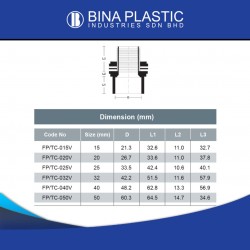 Bina Plastic UPVC Pressure Fittings V-Tank Connector 2" (50MM)