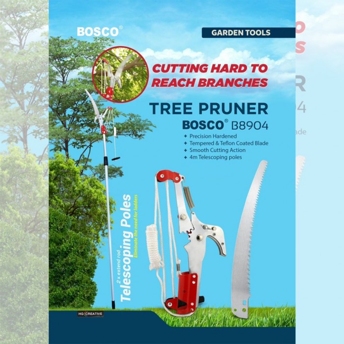 Bosco 8904 Tree Pruner C/W 3.2MTR Telescoping Pole