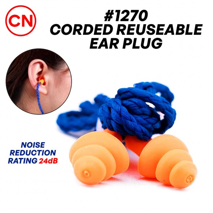 CN #1270 Corded Reuseable Ear Plug NRR 24dB