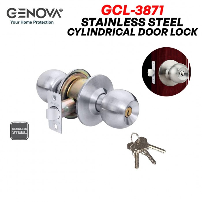 Genova GCL-3871 Stainless Steel Cylindrical Door Lock Backset 60MM