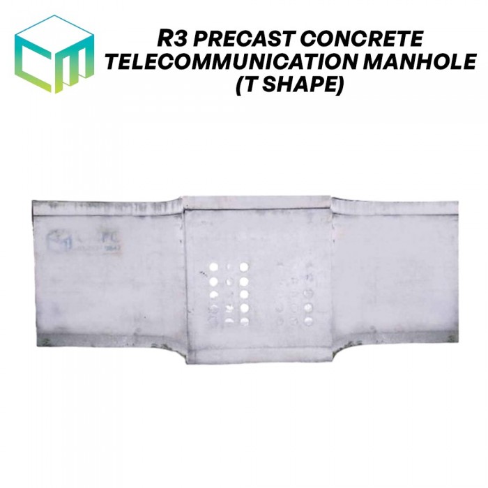 CM R3 Precast Concrete Telecommunication Manhole C/W Solid Square TM Iron Cover Full Set (T Shape) 1900MM (L) x 1900MM (W) x 2200MM (H)