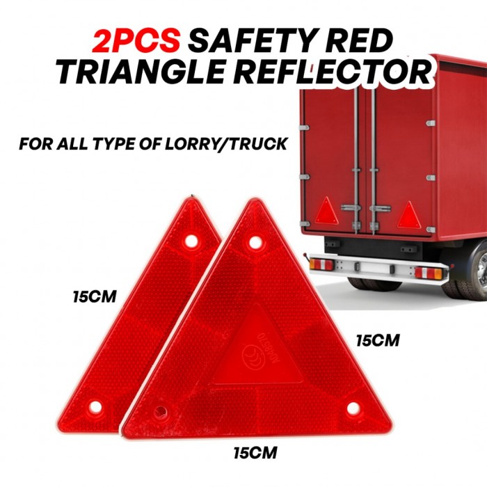2PCS Safety Red Triangle Reflector For All Type of Lorry/Truck 15CM