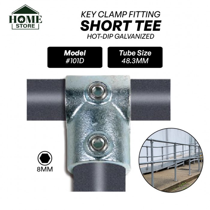 Home Store #101D Short Tee Key Clamp Fitting Hot-Dip Galvanized 48.3MM