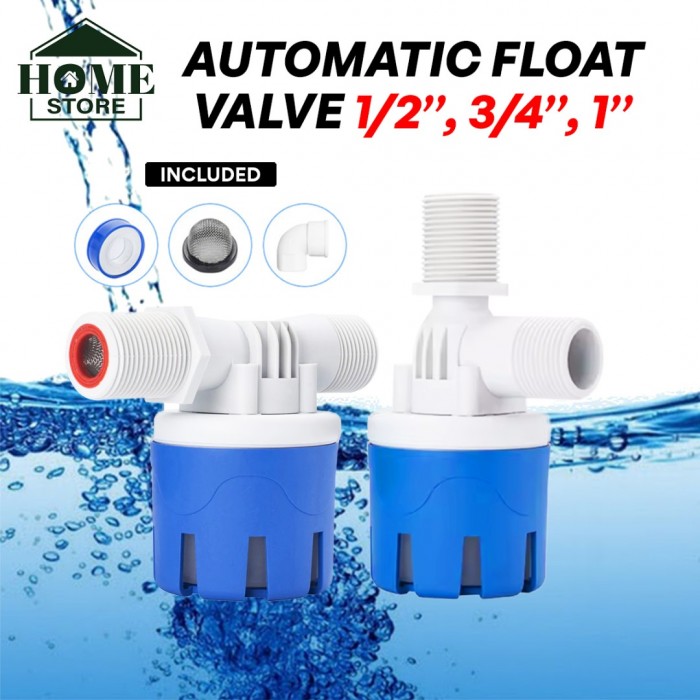 Home Store Automatic Water Level Control Float Valve Top/Side Inlet Nylon 1/2'', 3/4'', 1'' - Blue