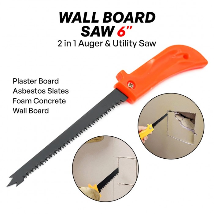Wall Board Saw 2 in 1 Auger & Utility Saw 6'' For Ceiling/ Drywall/ Plasterboard