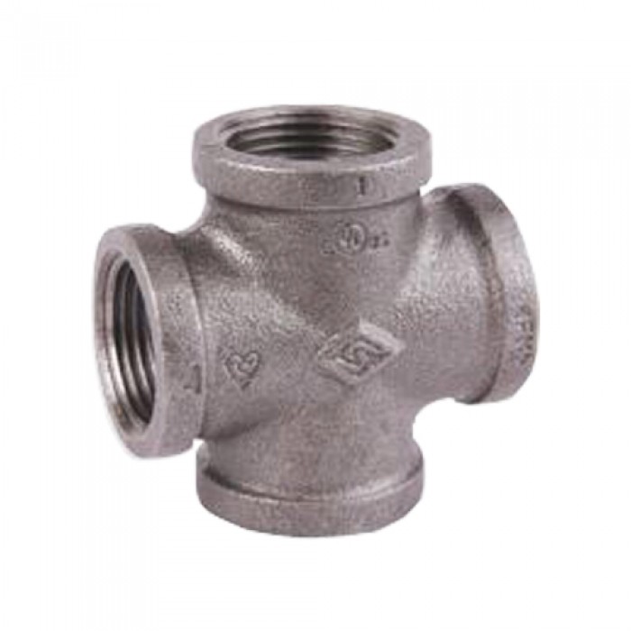 Black Malleable Iron Steam Pipe Fittings Cross Tee 2"
