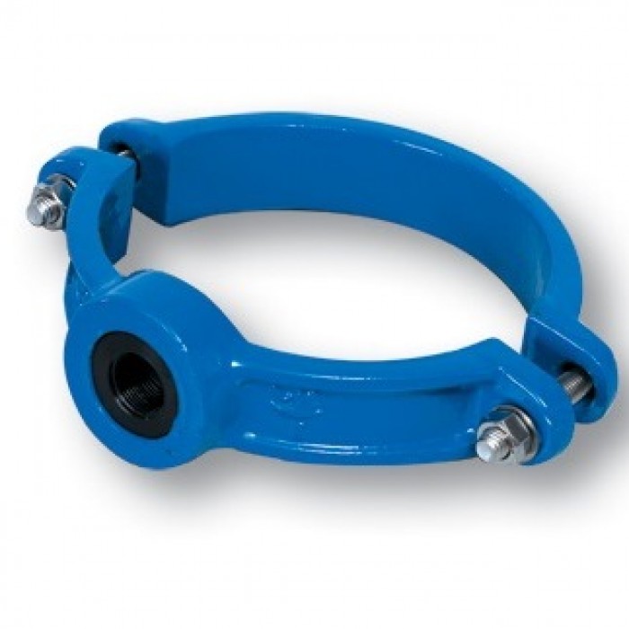 LYE Ductile Iron Saddle For A.C & D.I Pipes 12" 300MM (DIA) x 3/4" 20MM with Fusion Bonded Epoxy Coating & Galvanized Bolts & Nuts (Drill Tap)