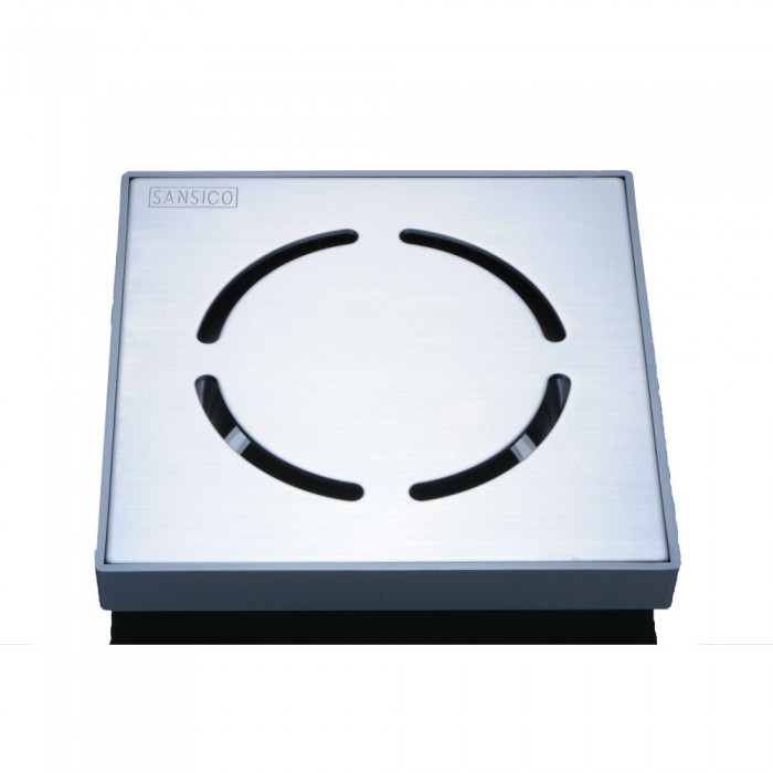 Sansico S2-VS1-R Top Access Floor Trap 6" Venus Square Stainless Steel Grating & Plastic Collar